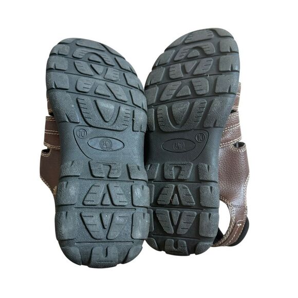 Hunters Bay Fishermen Sandals Mens Siz0 10 Brown Leather Closed Toe Hook Loop - Picture 10 of 10